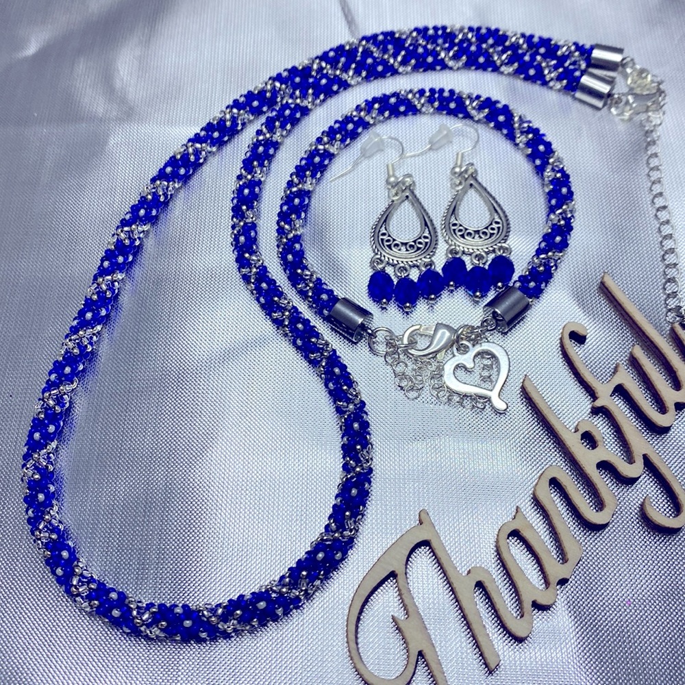 NEW!! OUR FRENCH BLUE NECKLACE, BRACELET, EARRING SET by Jewelry From the Heart